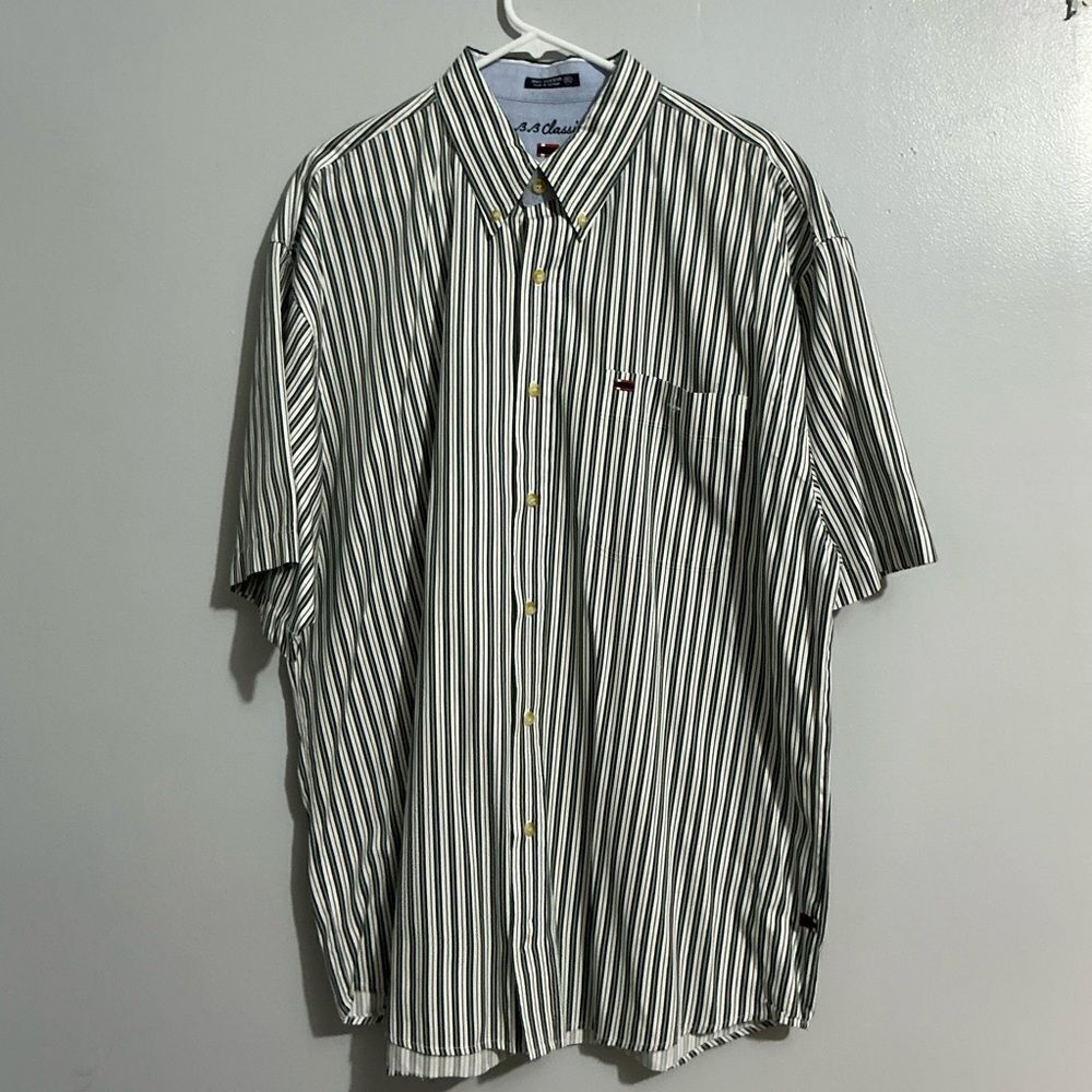 BB Classics Men's Striped Shirt black, white, green stripes - size XL